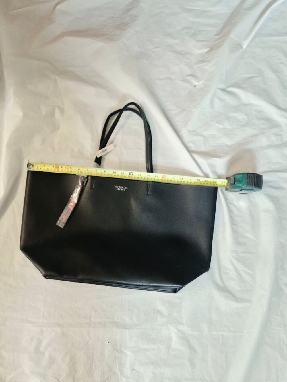 NWT XL Faux Leather Victoria's Secret Black Tote Bag With Rainbow Tassel - Picture 3 of 8